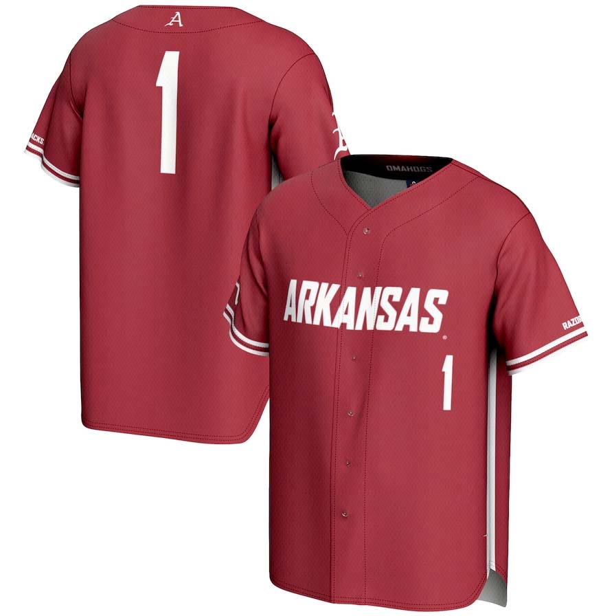 #1 A.Razorbacks GameDay Greats Lightweight Baseball Jersey - Cardinal Stitched American College Jerseys - Main View