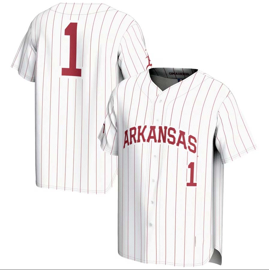 #1 A.Razorbacks GameDay Greats Lightweight Baseball Jersey - White Stitched American College Jerseys - Main View