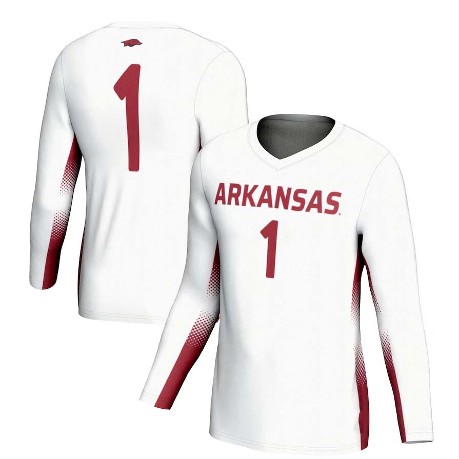 #1 A.Razorbacks GameDay Greats Unisex Lightweight Volleyball Jersey - White Stitched American College Jerseys - Main View