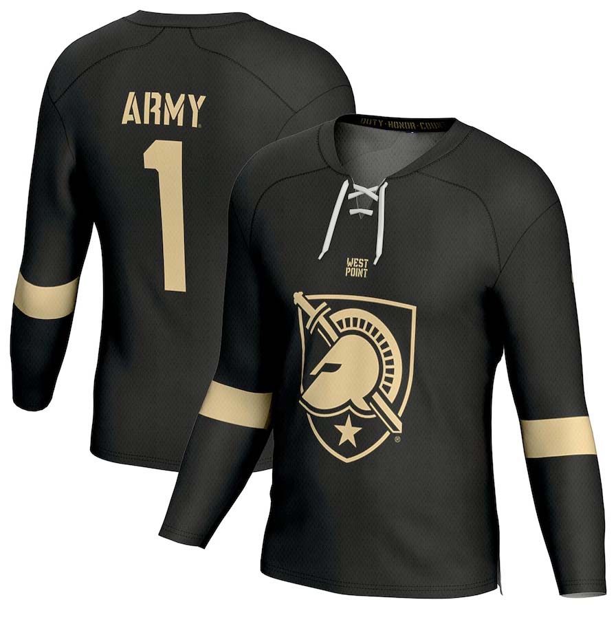 #1 A.Black Knights GameDay Greats Hockey Fashion Jersey - Black Stitched American College Jerseys - Main View