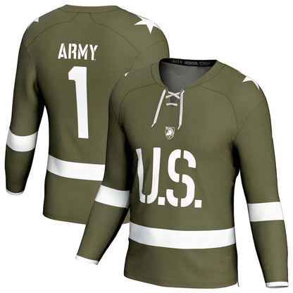 #1 A.Black Knights GameDay Greats Hockey Fashion Jersey - Olive Stitched American College Jerseys - Main View
