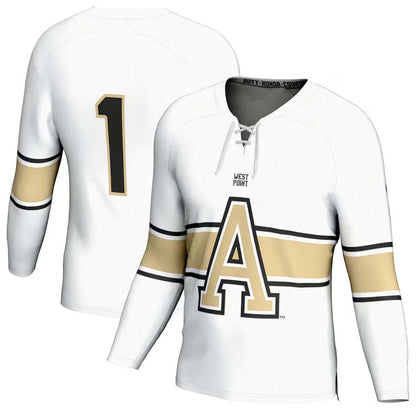 #1 A.Black Knights GameDay Greats Hockey Fashion Jersey - White Stitched American College Jerseys - Main View