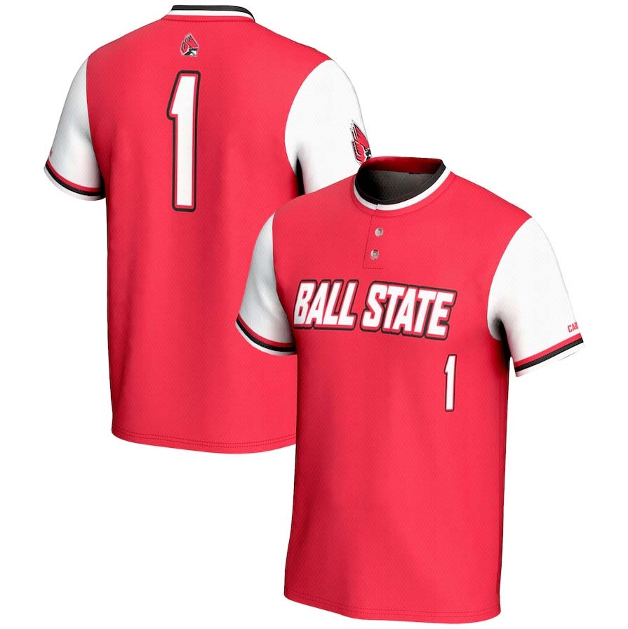 #1 B.State Cardinals GameDay Greats Lightweight Softball Jersey - Red Stitched American College Jerseys - Main View