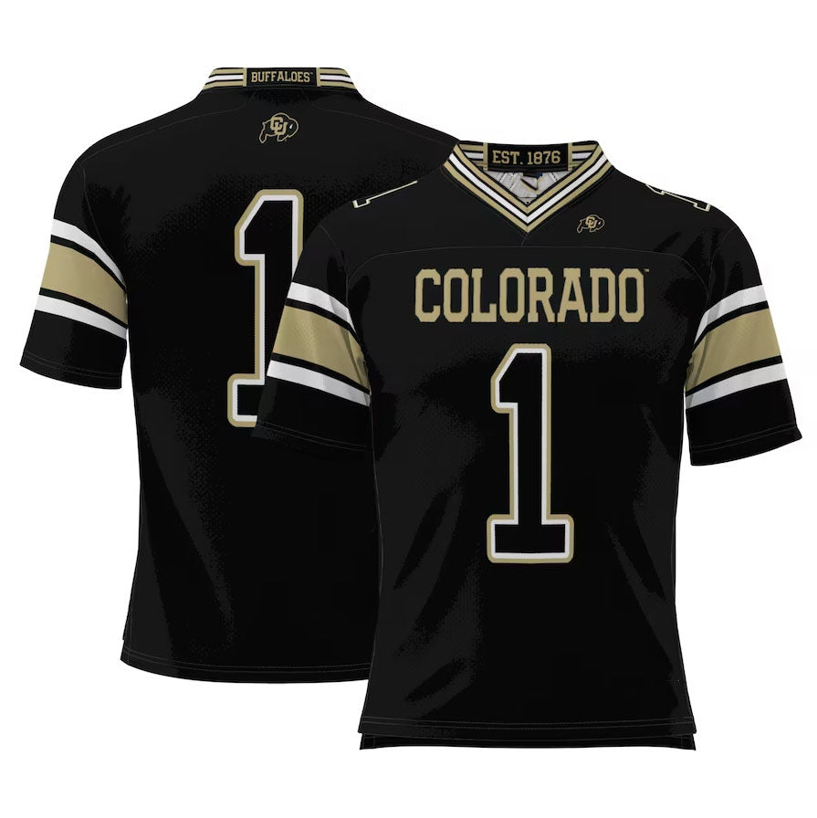 #1 C.Buffaloes GameDay Greats Endzone Football Jersey - Black American College Jerseys - Main View