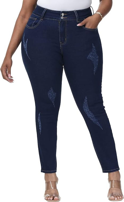 Womens Plus Size Skinny Jeans Stretchy High Waisted Ankle Jean - Main View