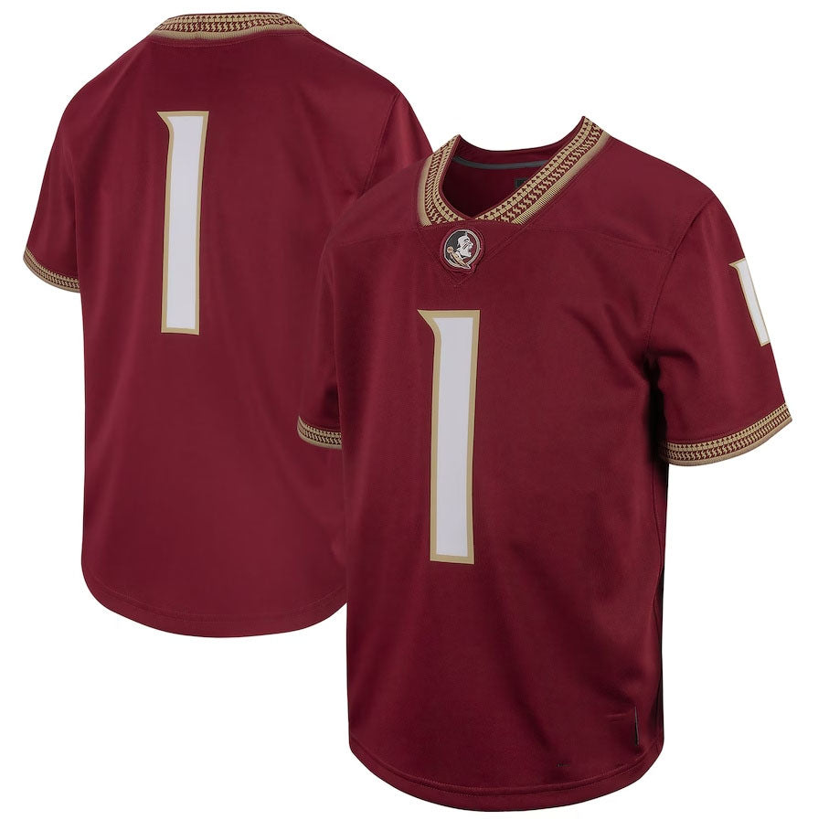 #1 F.State Seminoles Football Game Jersey - Garnet American College Jerseys - Main View