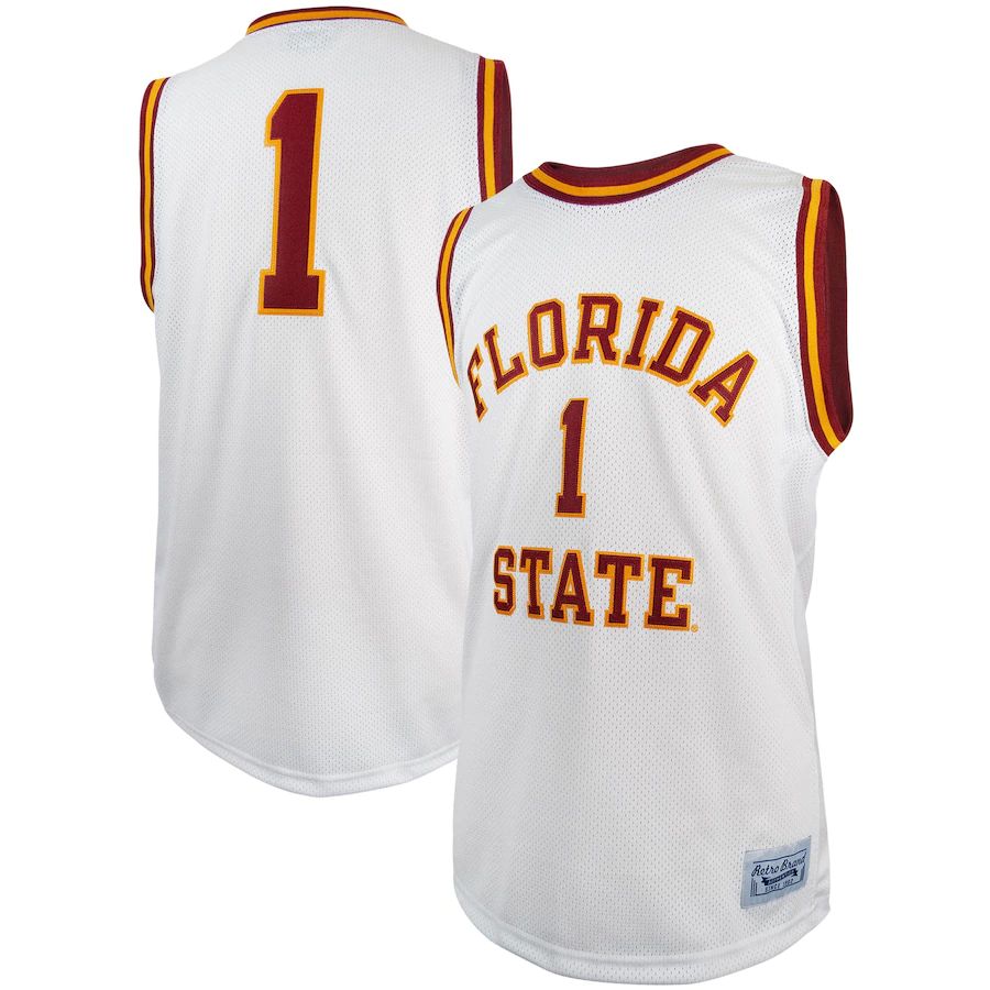 #1 F.State Seminoles Original Retro Brand Commemorative Basketball Jersey White Stitched American College Jerseys - Main View