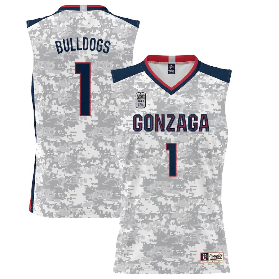 #1 Gonzaga Bulldogs ProSphere 2022 Carrier Classic Jersey White Stitched American College Jerseys - Main View