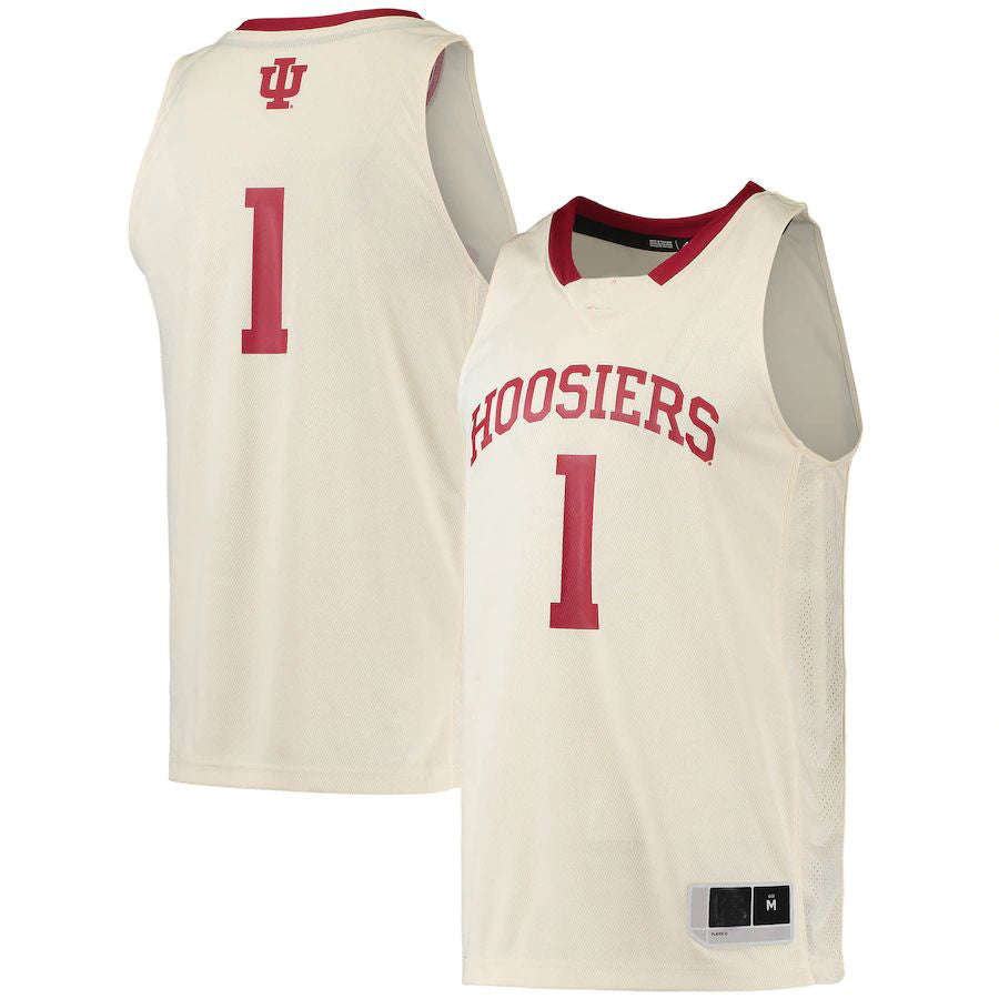#1 IN. Hoosiers Swingman Team Basketball Jersey Cream Stitched American College Jerseys - Main View