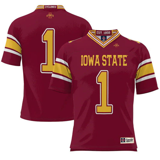 #1 I.State Cyclones ProSphere Endzone Football Jersey Cardinal Stitched American College Jerseys - Main View