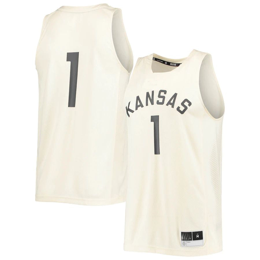 #1 K.Jayhawks Reverse Retro Jersey  Cream Stitched American College Jerseys - Main View