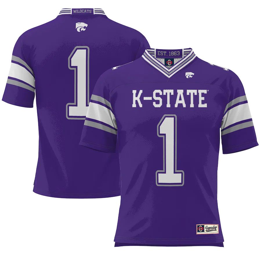 #1 K.State Wildcats ProSphere Endzone Football Jersey Purple Stitched American College Jerseys - Main View