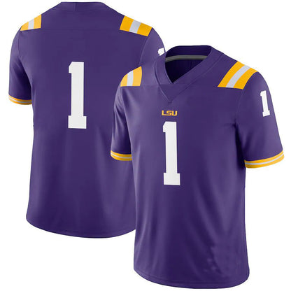 #1 L.Tigers Game Football Jersey Purple Stitched American College Jerseys - Main View