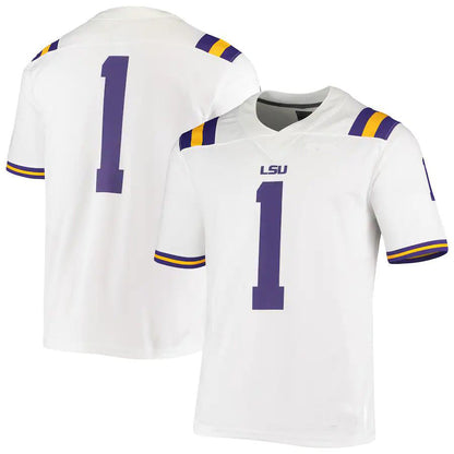 #1 L.Tigers Game Jersey  White Football Jersey Stitched American College Jerseys - Main View