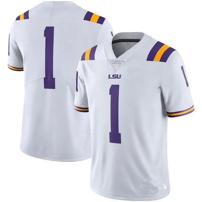 #1 L.Tigers Team Limited Jersey White Football Jersey Stitched American College Jerseys - Main View