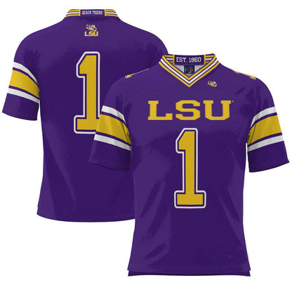 #1 L.Tigers ProSphere Endzone Football Jersey Purple Stitched American College Jerseys - Main View