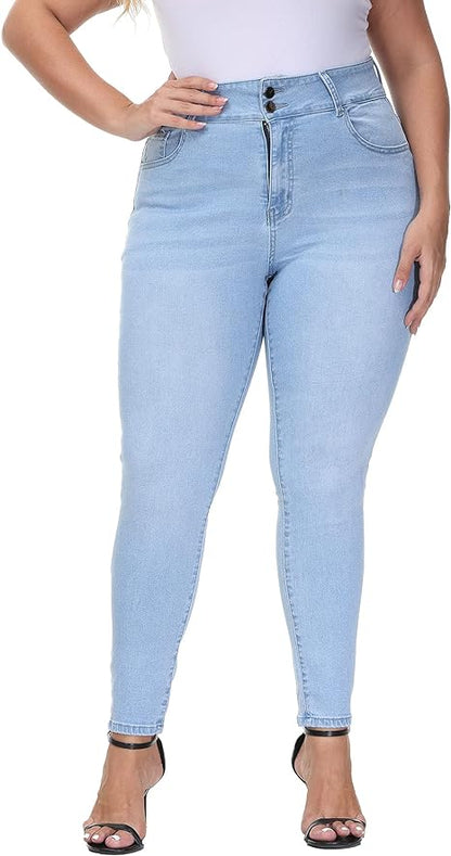 Womens Plus Size Skinny Jeans Stretchy High Waisted Ankle Jean - Main View