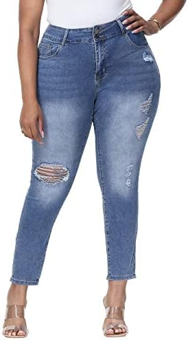 Womens Plus Size Skinny Jeans Stretchy High Waisted Ankle Jean - Main View