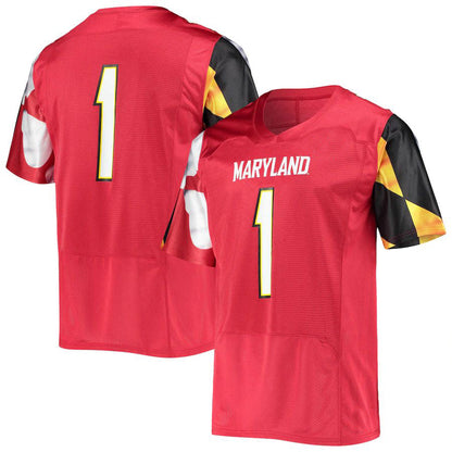 #1 M.Terrapins Under Armour Replica Jersey Red Football Jersey Stitched American College Jerseys - Main View