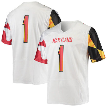 #1 M.Terrapins Under Armour Replica Player Jersey White Football Jersey Stitched American College Jerseys - Main View