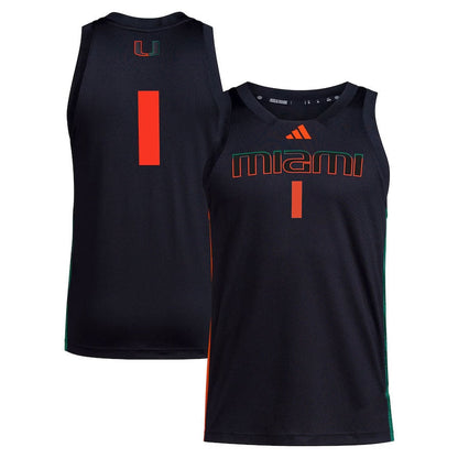 #1 M.Hurricanes Swingman Jersey - Black American College Jerseys - Main View