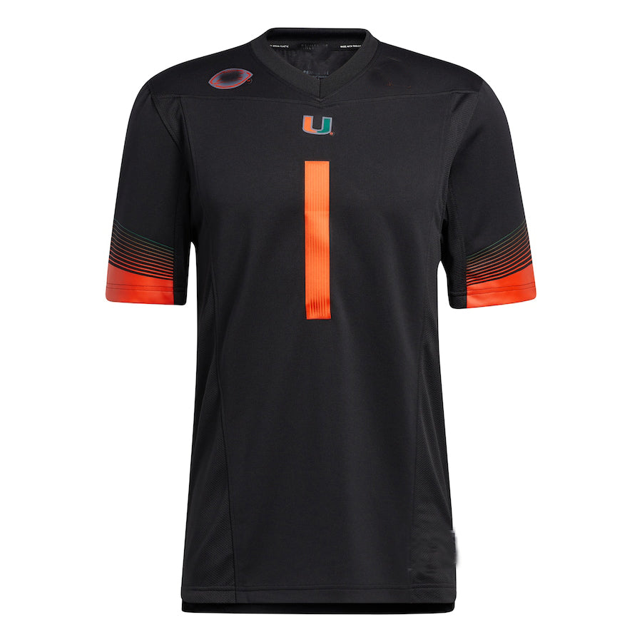 #1 M.Hurricanes Premier Strategy Jersey Black Football Jersey Stitched American College Jerseys - Main View