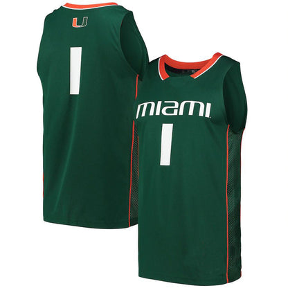 #1 M.Hurricanes Swingman Basketball Jersey Green Stitched American College Jerseys - Main View
