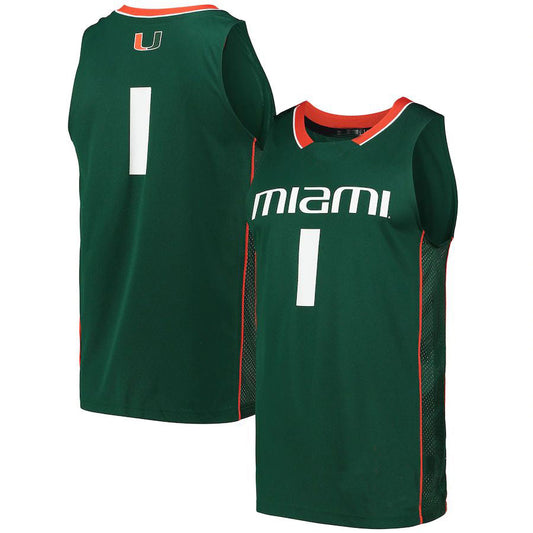 #1 M.Hurricanes Swingman Basketball Jersey Green Stitched American College Jerseys - Main View