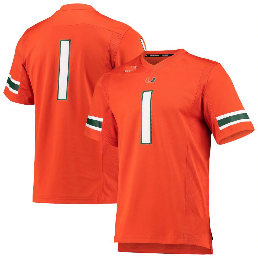 #1 M.Hurricanes Team Premier  Orange Football Jersey Stitched American College Jerseys - Main View