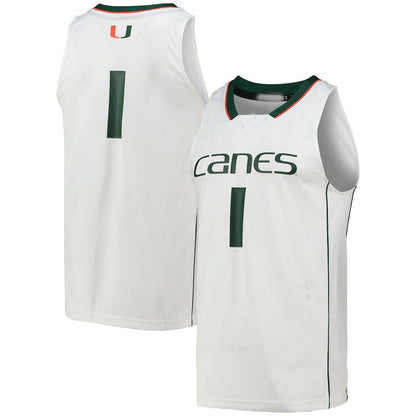 #1 M.Hurricanes Team Swingman Basketball Jersey White Stitched American College Jerseys - Main View