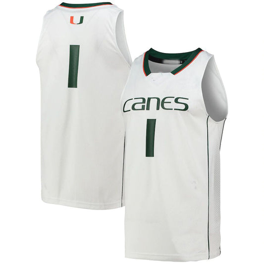 #1 M.Hurricanes Team Swingman Basketball Jersey White Stitched American College Jerseys - Main View