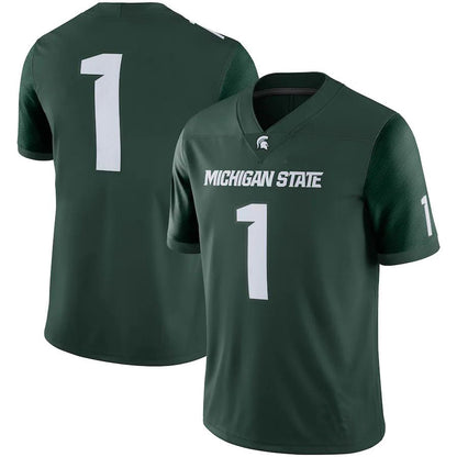 #1 M.State Spartans Game Jersey Green Stitched American College Jerseys - Main View
