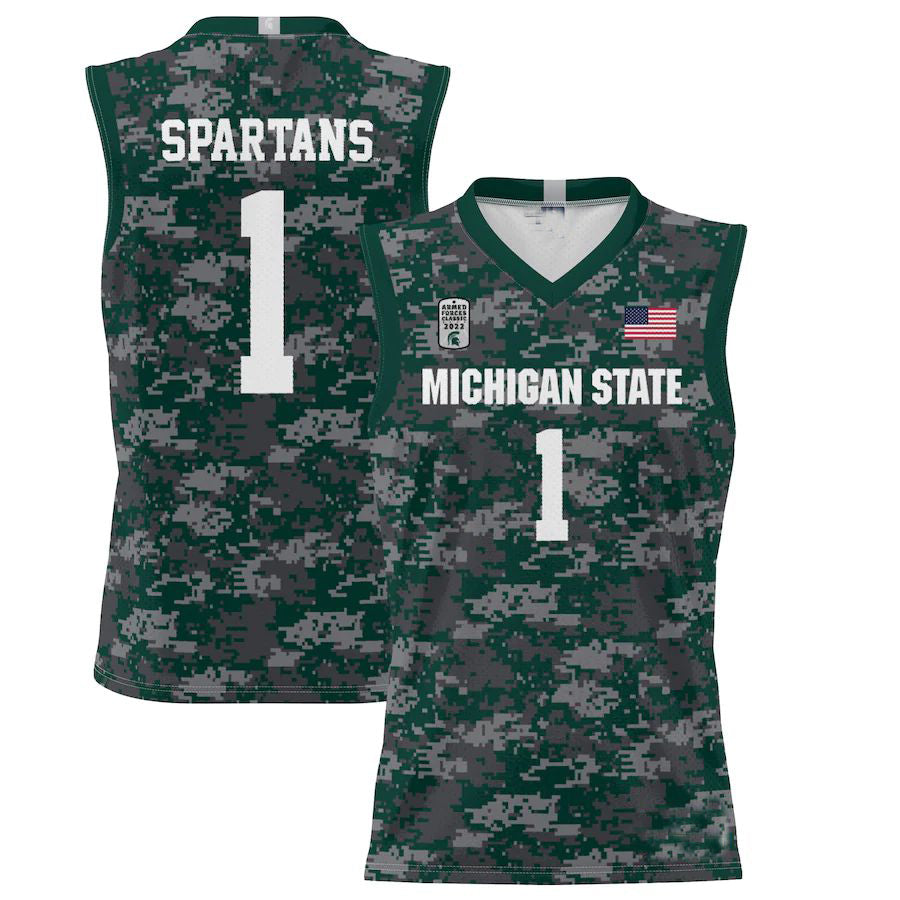 #1 M.State Spartans ProSphere 2022 Carrier Classic Jersey Green Stitched American College Jerseys - Main View