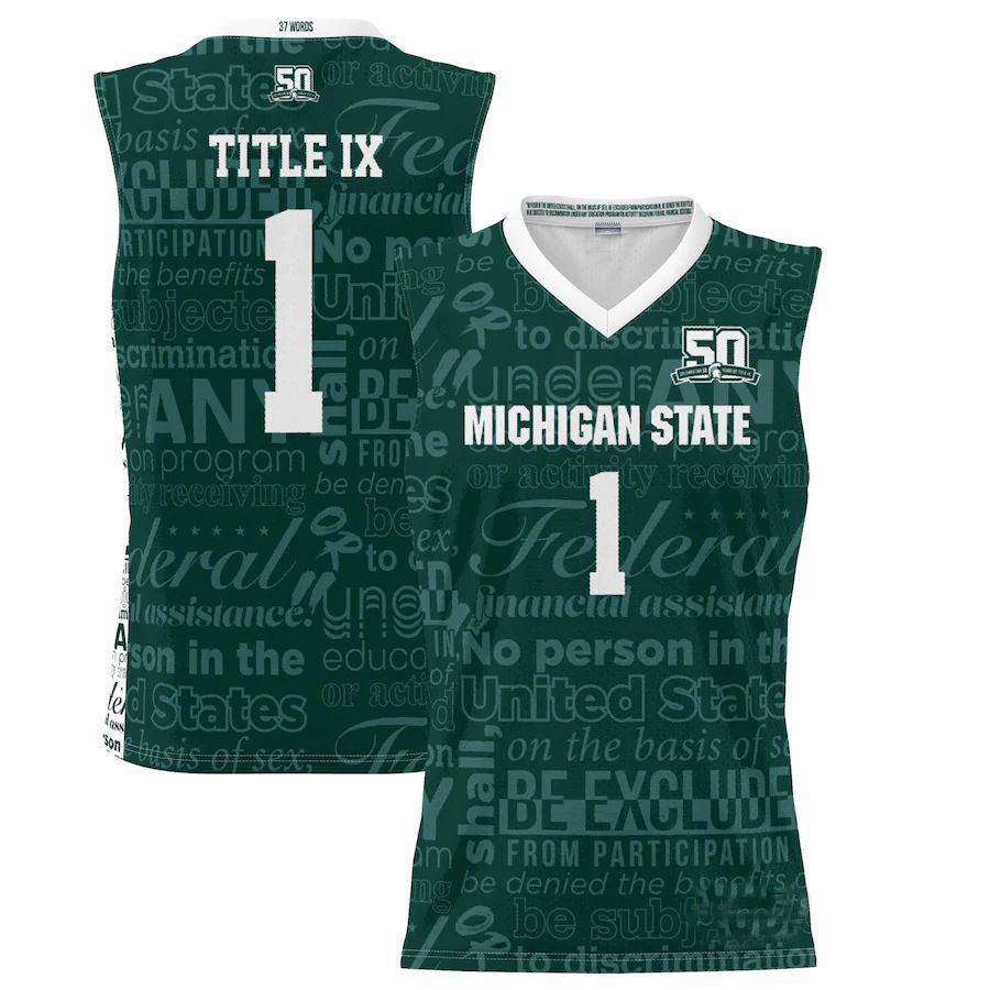 #1 M.State Spartans ProSphere 2022 Title IX Jersey Green Stitched American College Jerseys - Main View