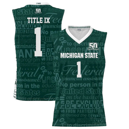 #1 M.State Spartans ProSphere 2022 Title IX Jersey Green Stitched American College Jerseys - Main View