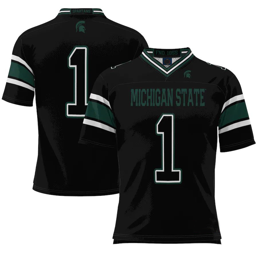 #1 M.State Spartans ProSphere Endzone Football Jersey Black Stitched American College Jerseys - Main View