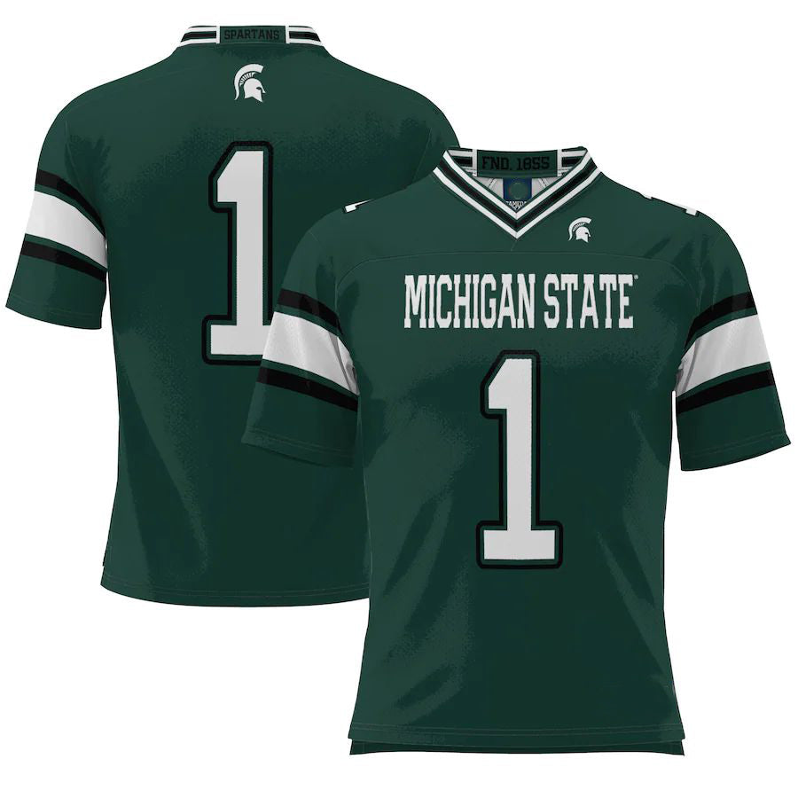 #1 M.State Spartans ProSphere Endzone Football Jersey Green Stitched American College Jerseys - Main View