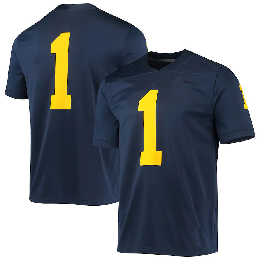 #1 M.Wolverines Jordan Brand Game Jersey Navy Stitched American College Jerseys - Main View