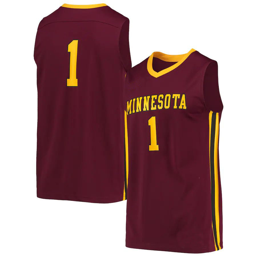 #1 M.Golden Gophers Replica Basketball Jersey  Maroon Stitched American College Jerseys - Main View