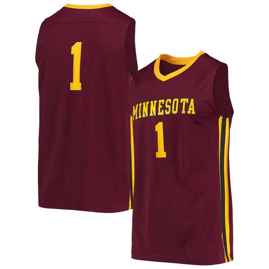 #1 M.Golden Gophers Replica Basketball Jersey  Maroon Stitched American College Jerseys - Main View