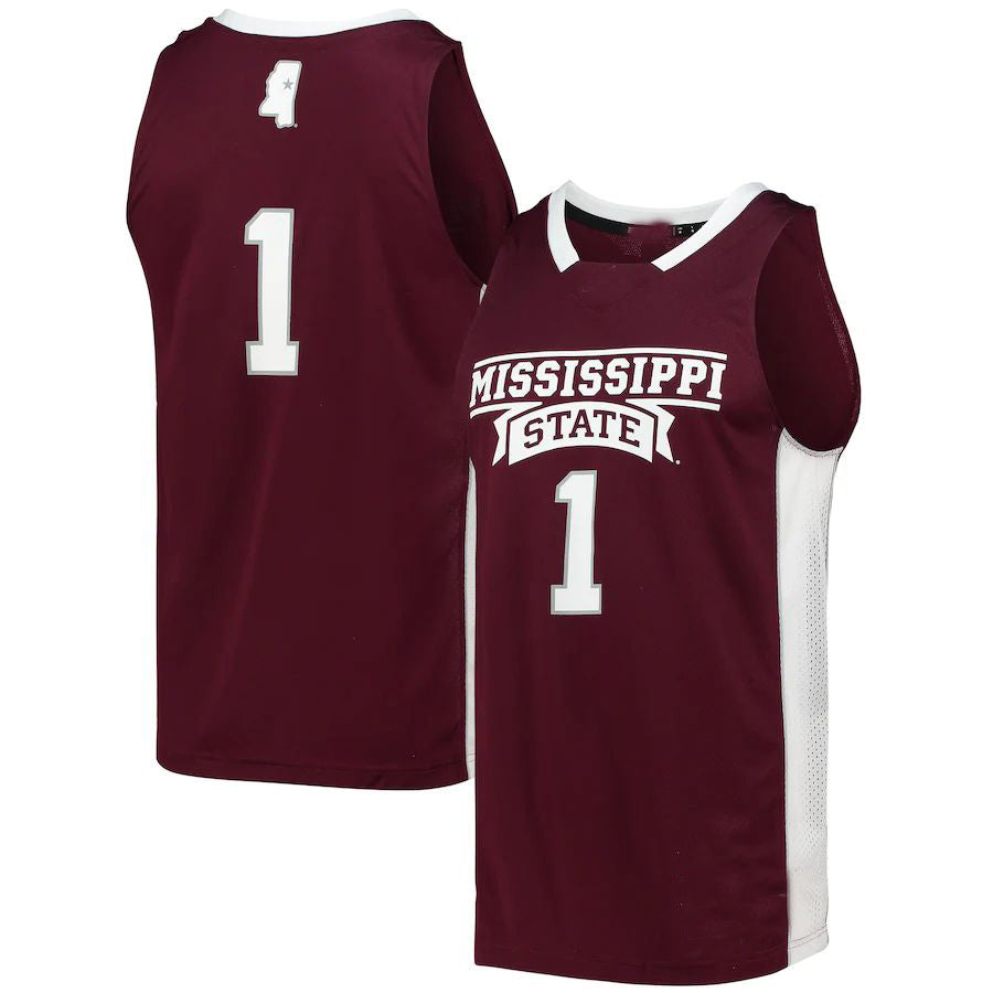 #1 M.State Bulldogs Team Swingman Basketball Jersey Maroon Stitched American College Jerseys - Main View