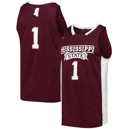 #1 M.State Bulldogs Team Swingman Basketball Jersey Maroon Stitched American College Jerseys - Main View