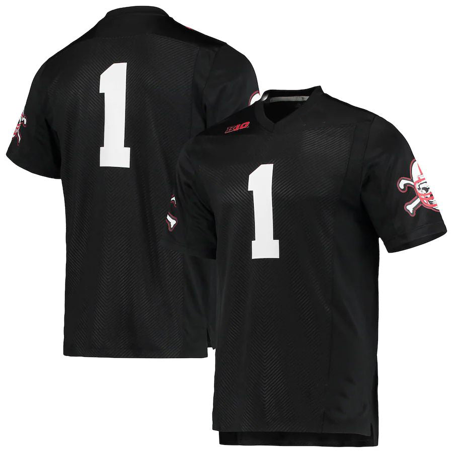 #1 N.Huskers Premier Strategy Jersey Black Stitched American College Jerseys - Main View