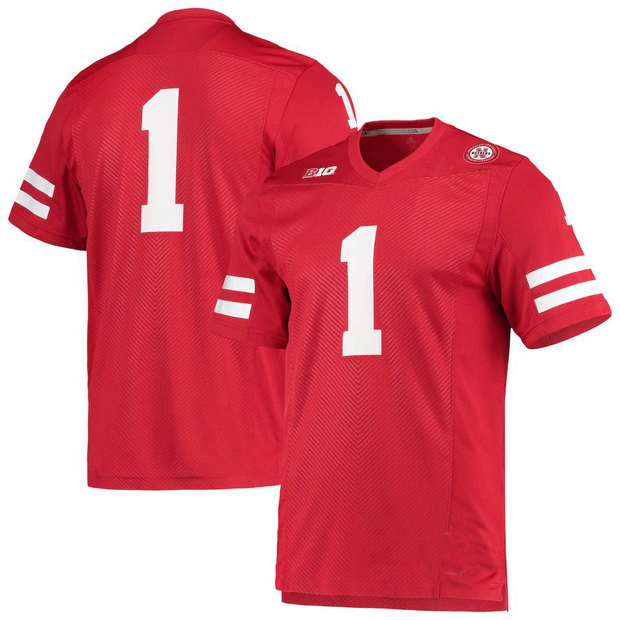 #1 N.Huskers Team Premier Football Jersey Scarlet Stitched American College Jerseys - Main View