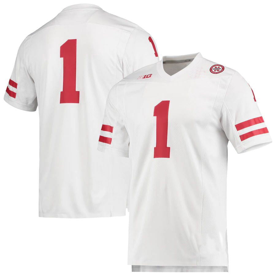 #1 N.Huskers Team Premier Football Jersey White Stitched American College Jerseys - Main View