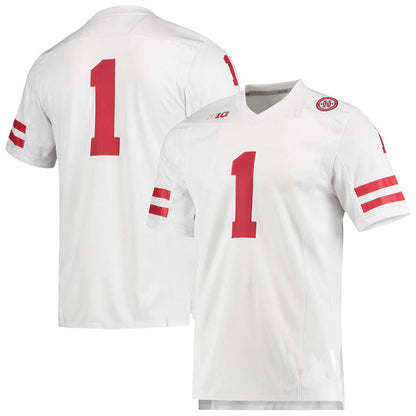 #1 N.Huskers Team Premier Football Jersey White Stitched American College Jerseys - Main View
