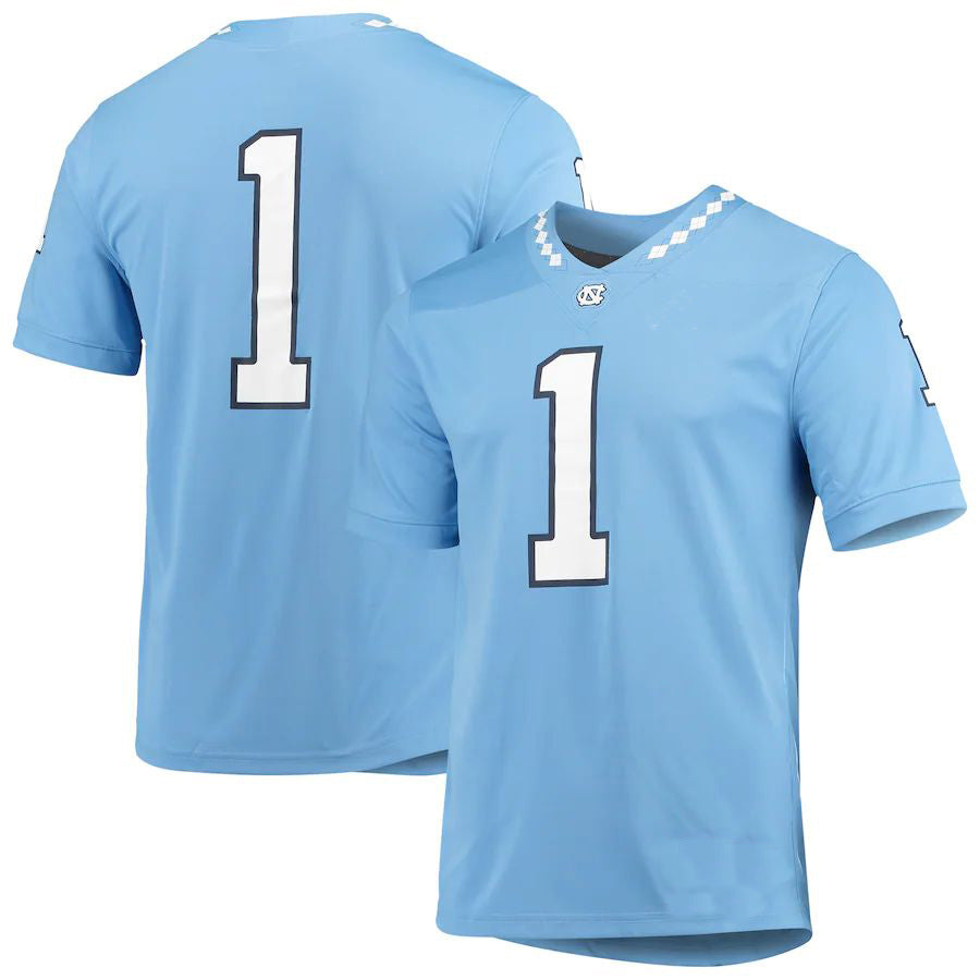 #1 N.Carolina Tar Heels Jordan Brand Game Jersey Carolina Blue Stitched American College Jerseys - Main View
