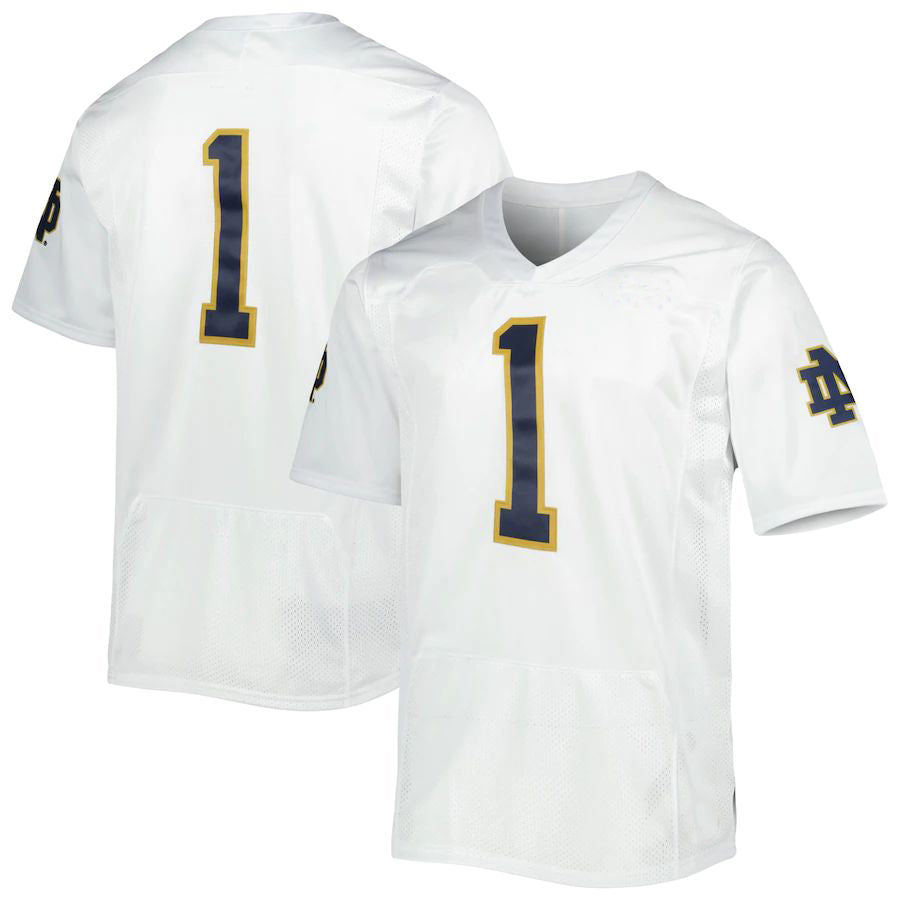 #1 N.Dame Fighting Irish Under Armour Premier Limited Jersey White Stitched American College Jerseys - Main View