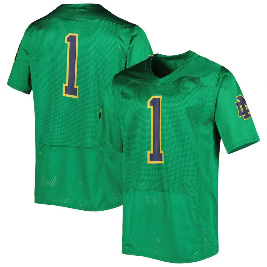 #1 N.Dame Fighting Irish Under Armour Team Wordmark Replica Football Jersey Green Stitched American College Jerseys - Main View