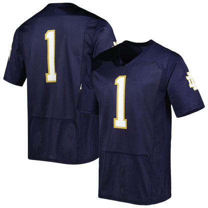 #1 N.Dame Fighting Irish Under Armour Team Wordmark Replica Football Jersey Navy Stitched American College Jerseys - Main View